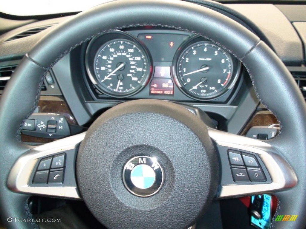 2009 BMW Z4 sDrive30i Roadster Coral Red Kansas Leather Steering Wheel Photo #50661329