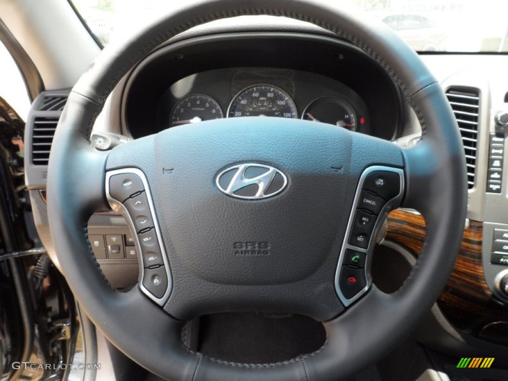 2011 Hyundai Santa Fe Limited Cocoa Black Steering Wheel Photo #50664797