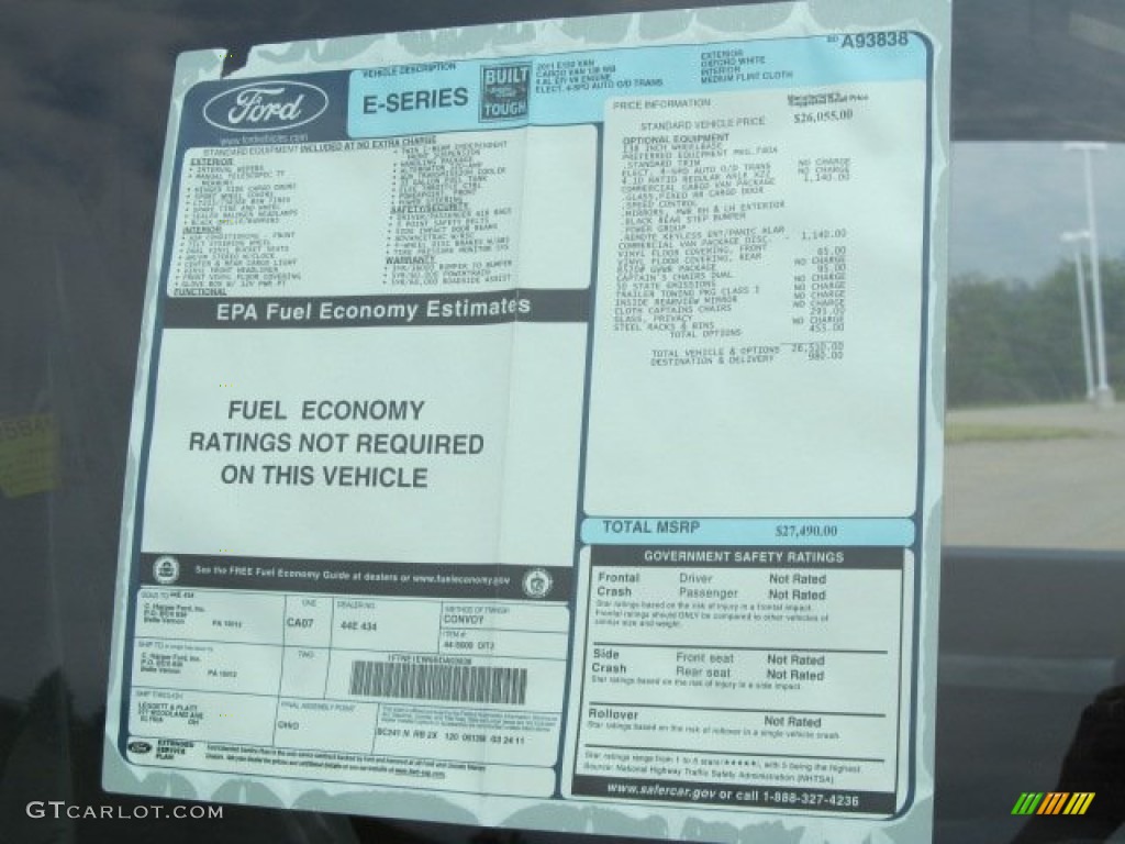 2011 Ford E Series Van E150 Commercial Window Sticker Photo #50672894