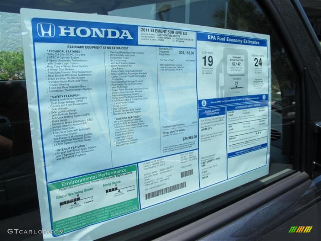 2011 Honda Element EX 4WD Window Sticker Photos