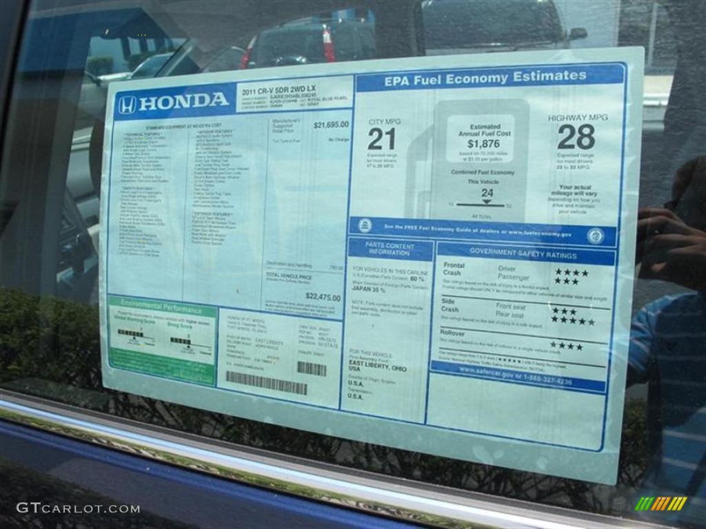 2011 Honda CR-V LX Window Sticker Photo #50678090