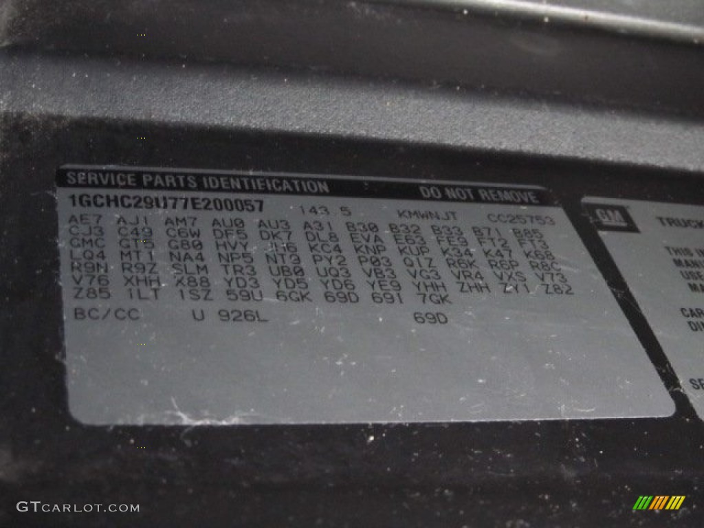 2007 Chevrolet Silverado 2500HD Classic LT Extended Cab Info Tag Photo #50680052