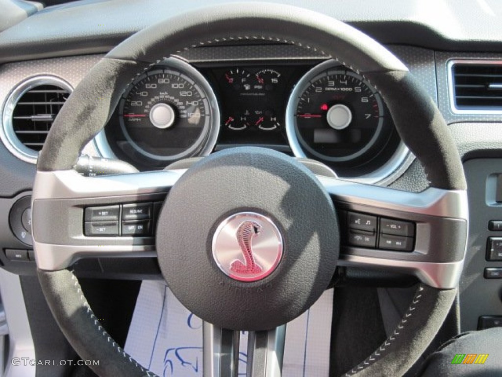 2012 Ford Mustang Shelby GT500 SVT Performance Package Convertible Charcoal Black/Red Steering Wheel Photo #50683460