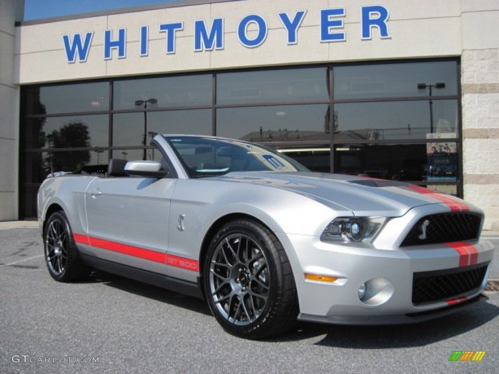 2012 Mustang Shelby GT500 SVT Performance Package Convertible - Ingot Silver Metallic / Charcoal Black/Red photo #13