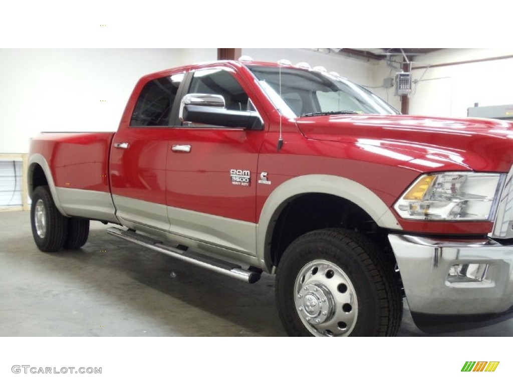 2011 Ram 3500 HD Laramie Crew Cab 4x4 Dually - Flame Red / Light Pebble Beige/Bark Brown photo #9