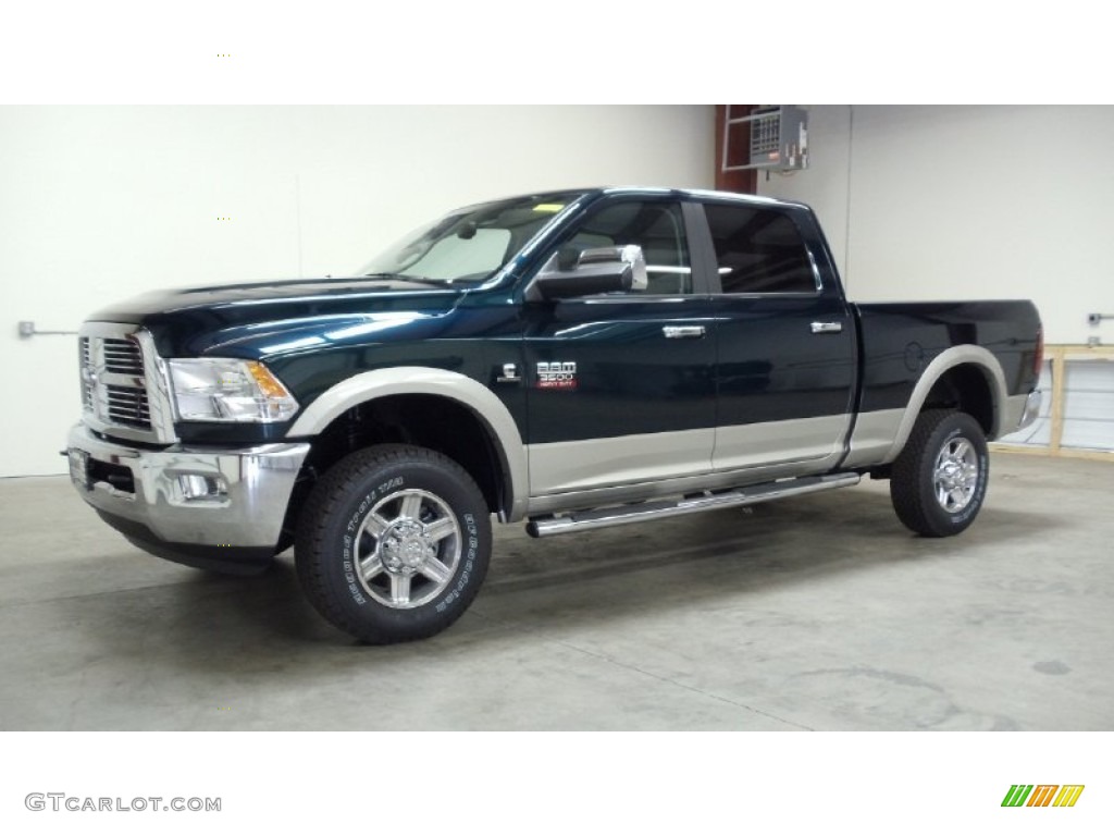 2011 Ram 3500 HD Laramie Crew Cab 4x4 - Hunter Green Pearl / Light Pebble Beige/Bark Brown photo #1