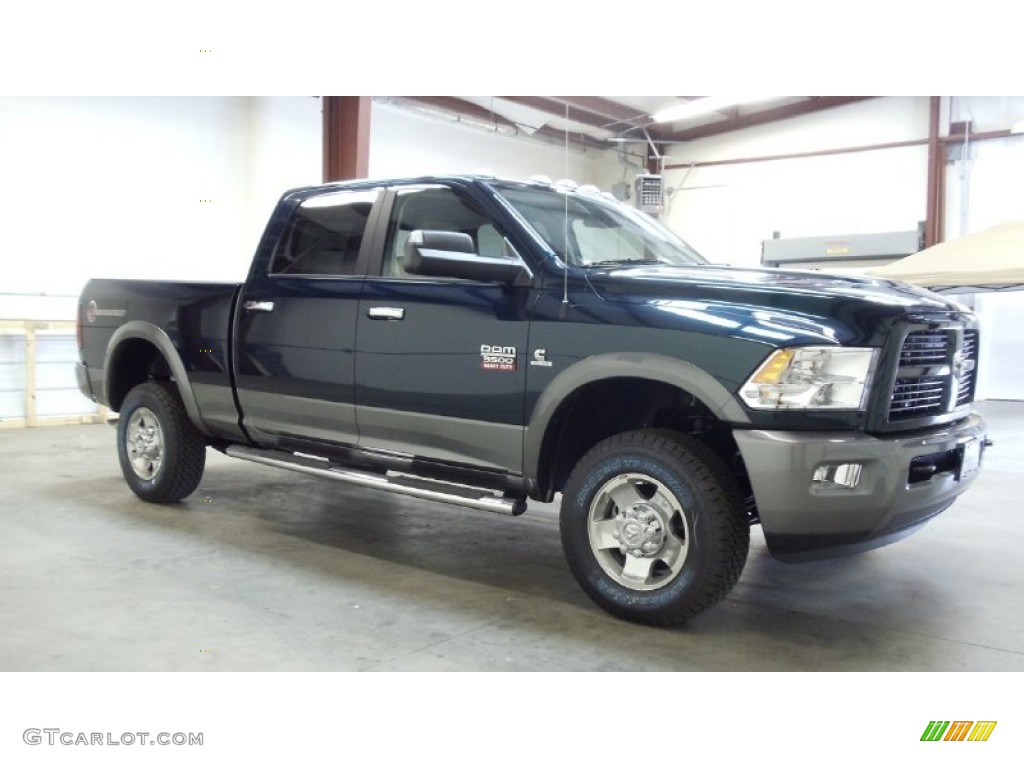 2011 Ram 3500 HD SLT Outdoorsman Crew Cab 4x4 - Hunter Green Pearl / Light Pebble Beige/Bark Brown photo #3