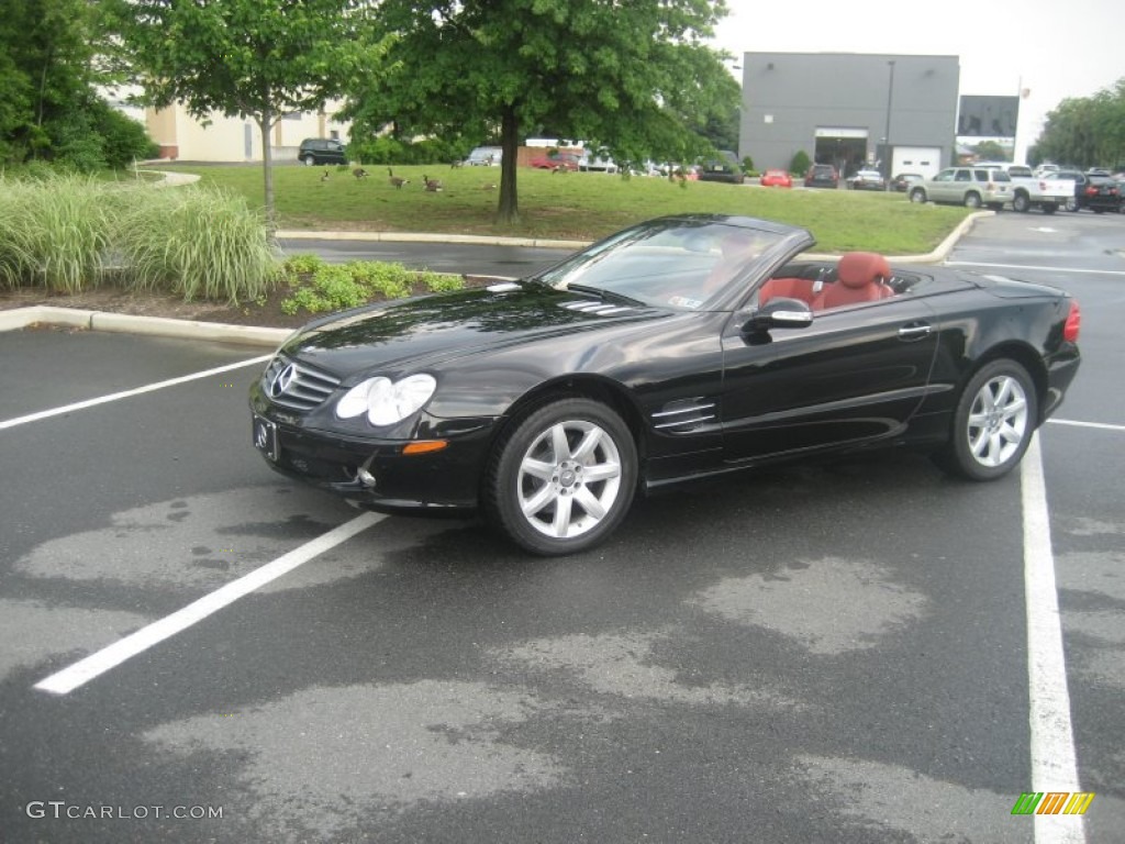 2003 SL 500 Roadster - Black / Berry Red photo #27