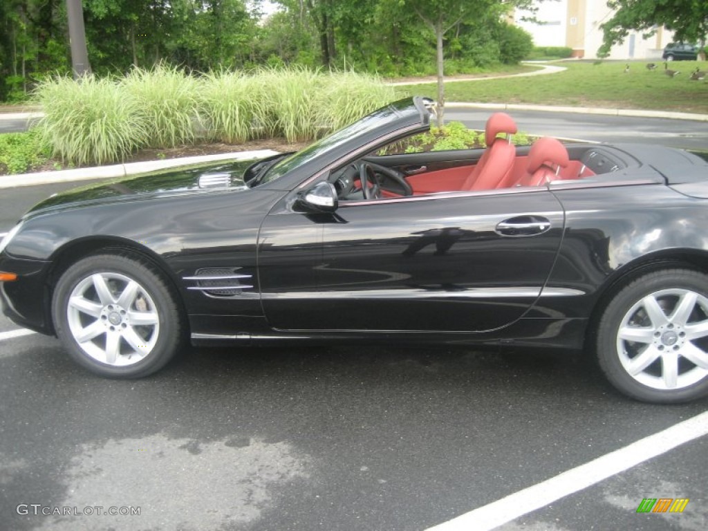 2003 SL 500 Roadster - Black / Berry Red photo #28