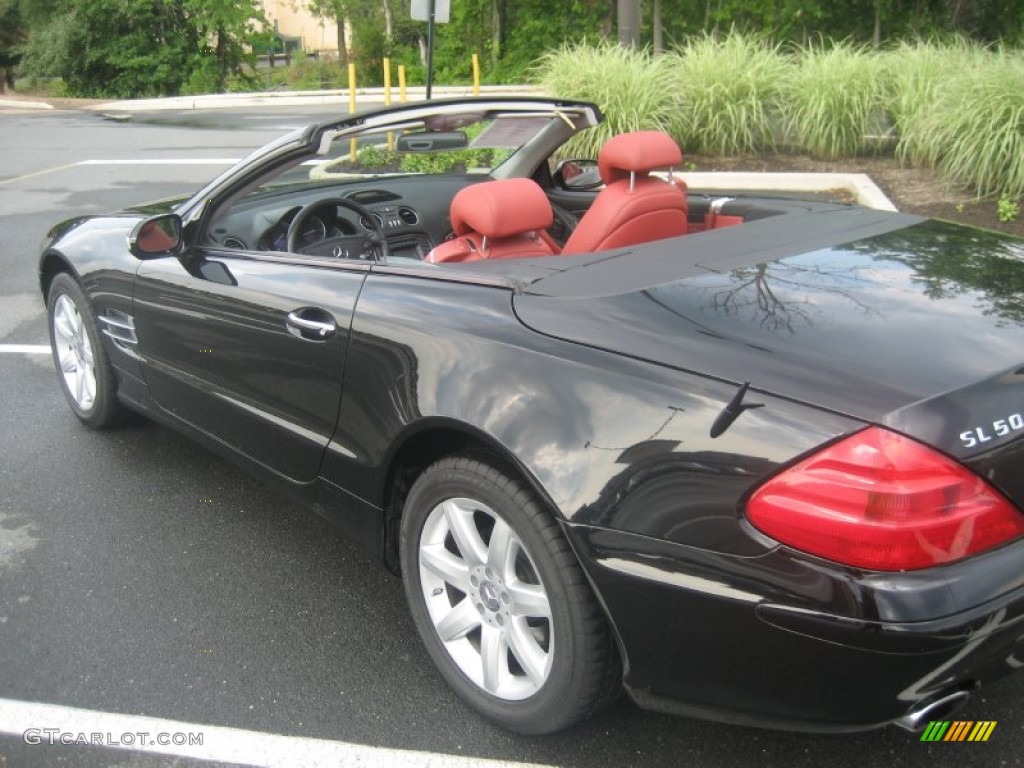 2003 SL 500 Roadster - Black / Berry Red photo #29