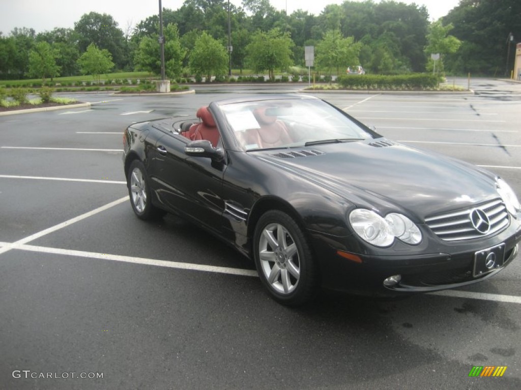 2003 SL 500 Roadster - Black / Berry Red photo #30