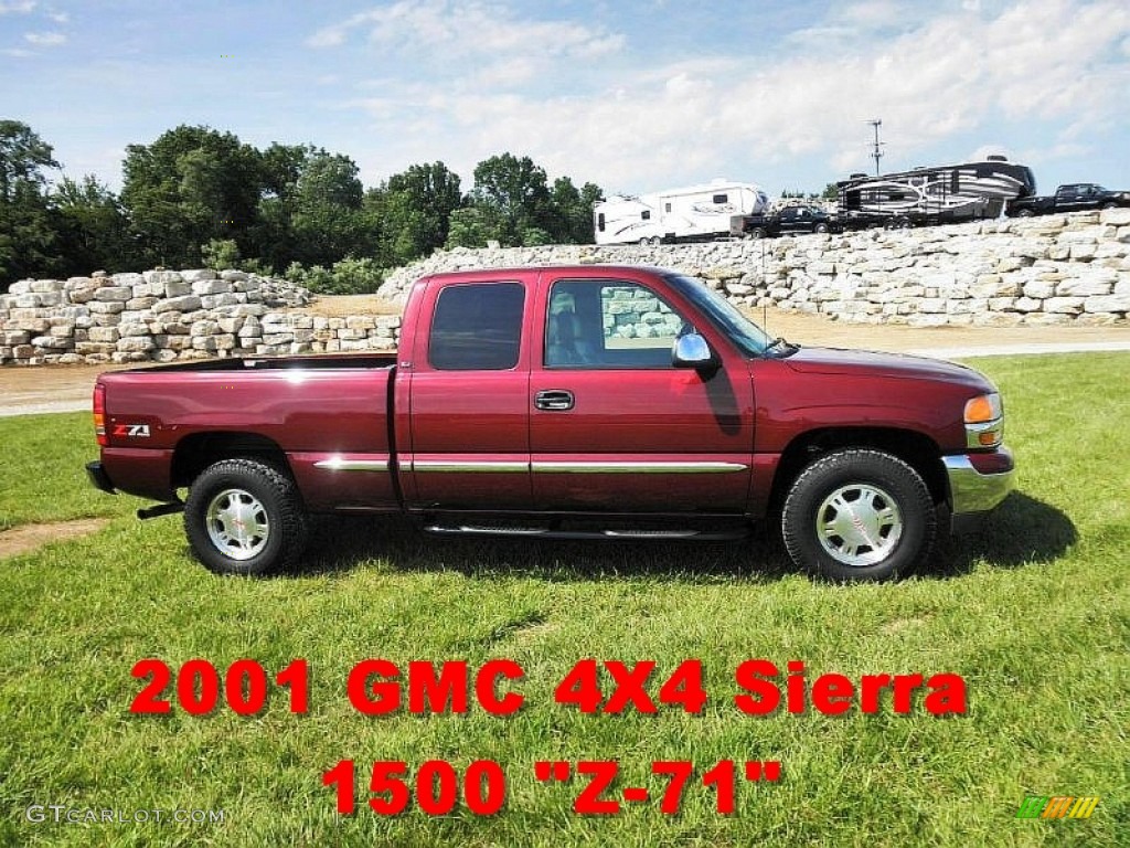 2001 Sierra 1500 SLT Extended Cab 4x4 - Dark Toreador Red Metallic / Graphite photo #1