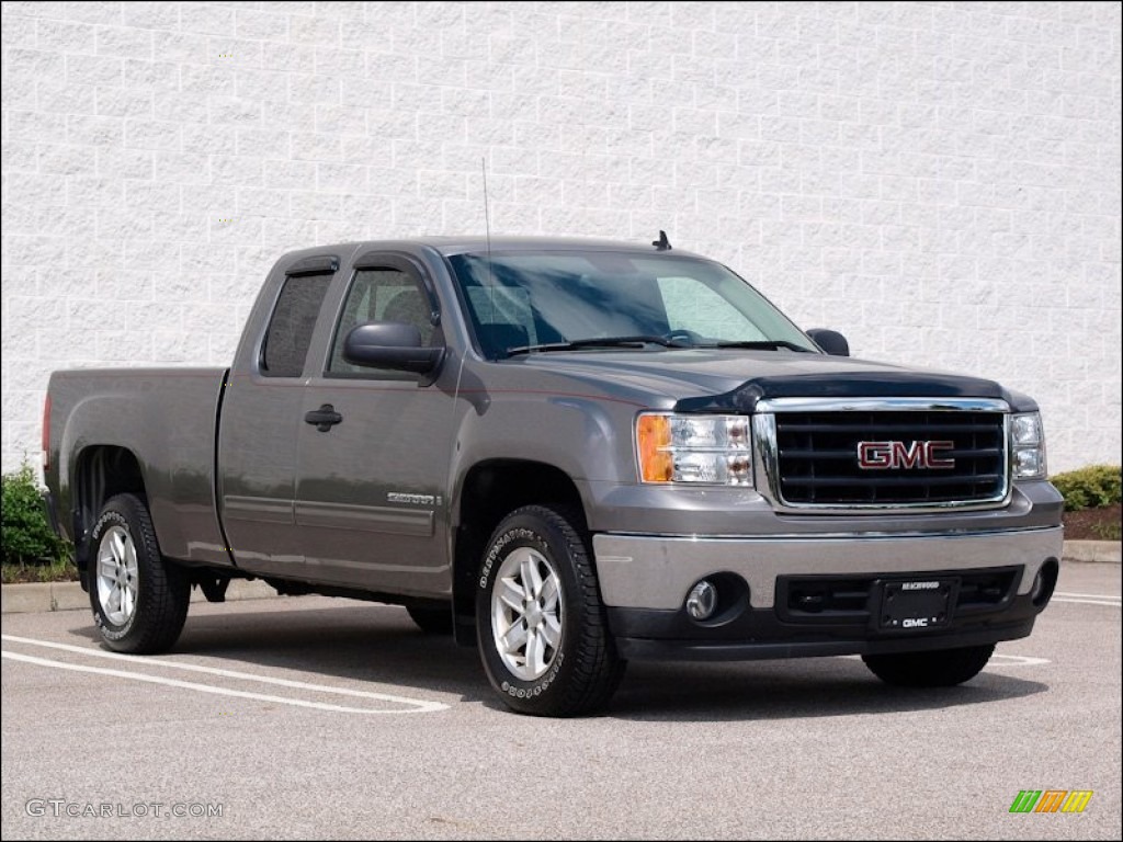 2008 Sierra 1500 SLE Extended Cab - Steel Gray Metallic / Ebony photo #1