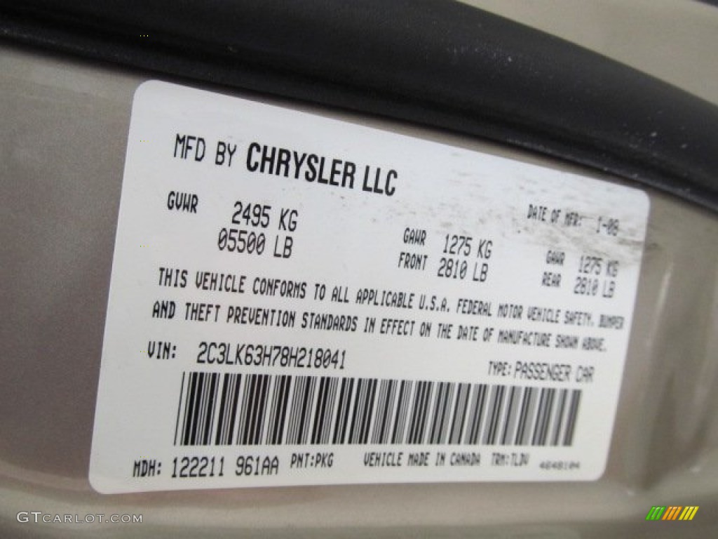 2008 Chrysler 300 C HEMI AWD Info Tag Photos