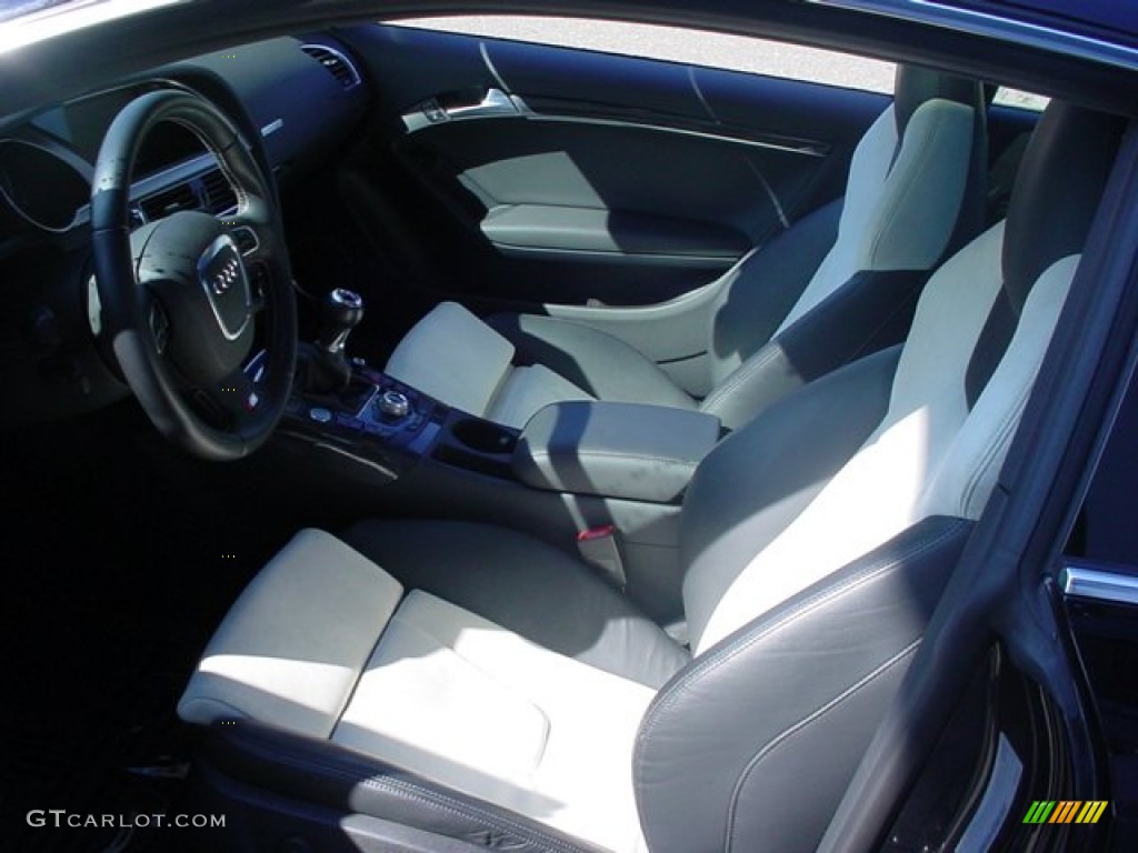 Pearl Silver/Black Silk Nappa Leather Interior 2009 Audi S5 4.2 quattro Photo #50691393