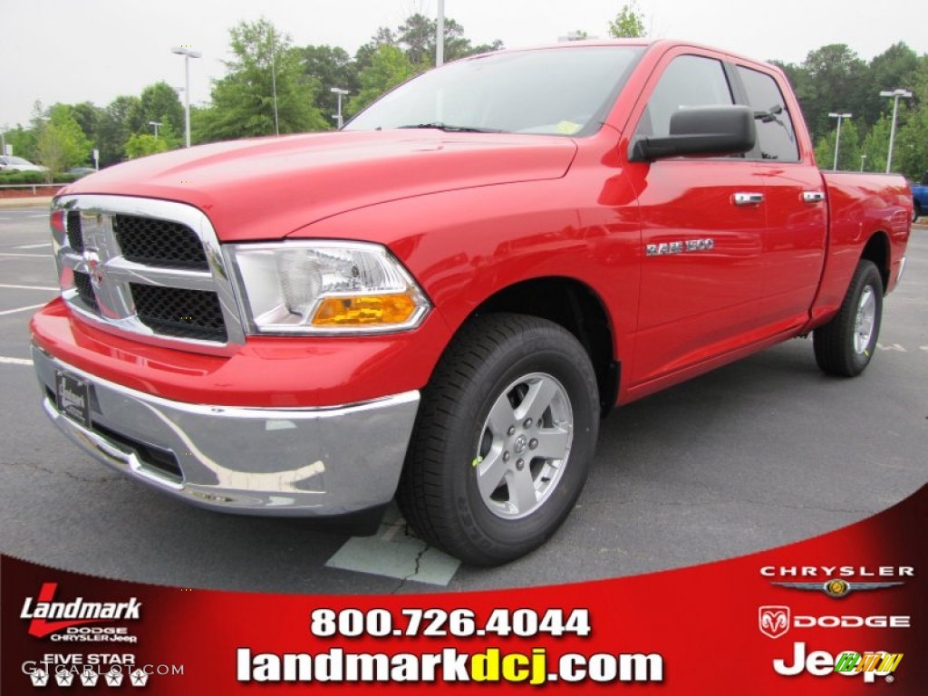 2011 Ram 1500 SLT Quad Cab - Flame Red / Dark Slate Gray/Medium Graystone photo #1
