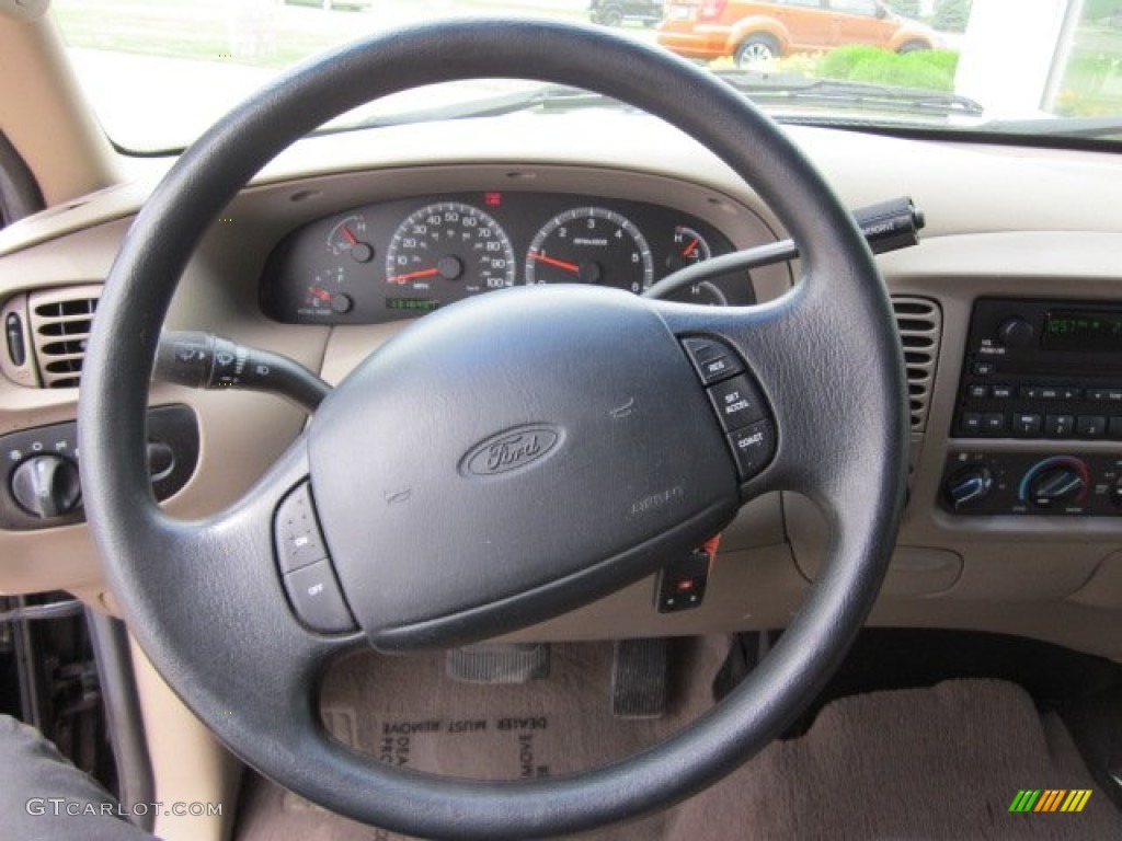 2001 Ford F150 XLT SuperCrew 4x4 Medium Parchment Steering Wheel Photo #50699470