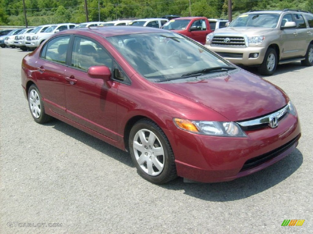 2007 Civic LX Sedan - Tango Red Pearl / Ivory photo #1