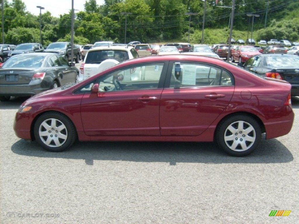 2007 Civic LX Sedan - Tango Red Pearl / Ivory photo #4
