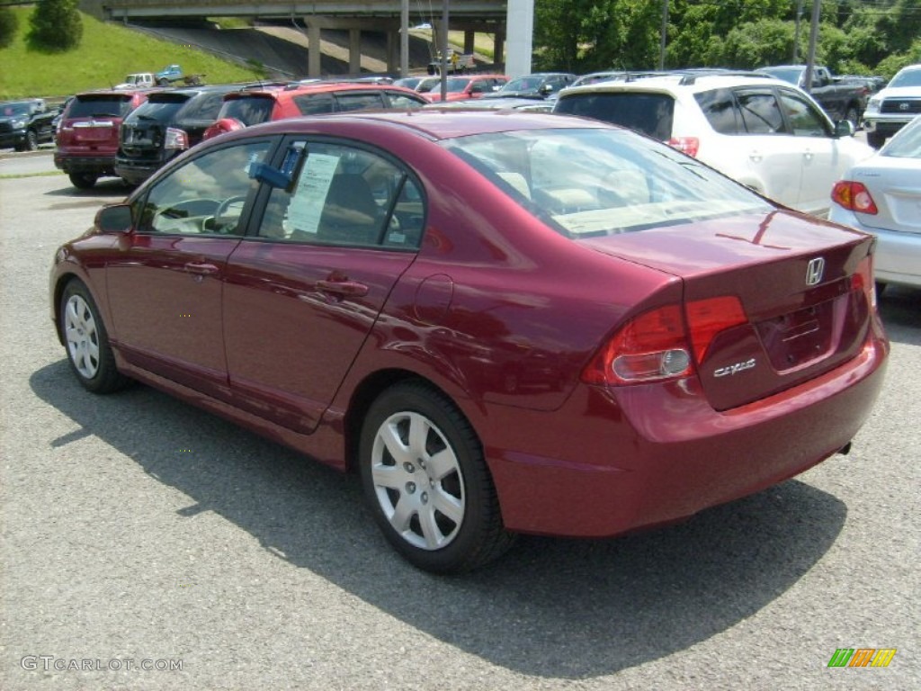 2007 Civic LX Sedan - Tango Red Pearl / Ivory photo #5
