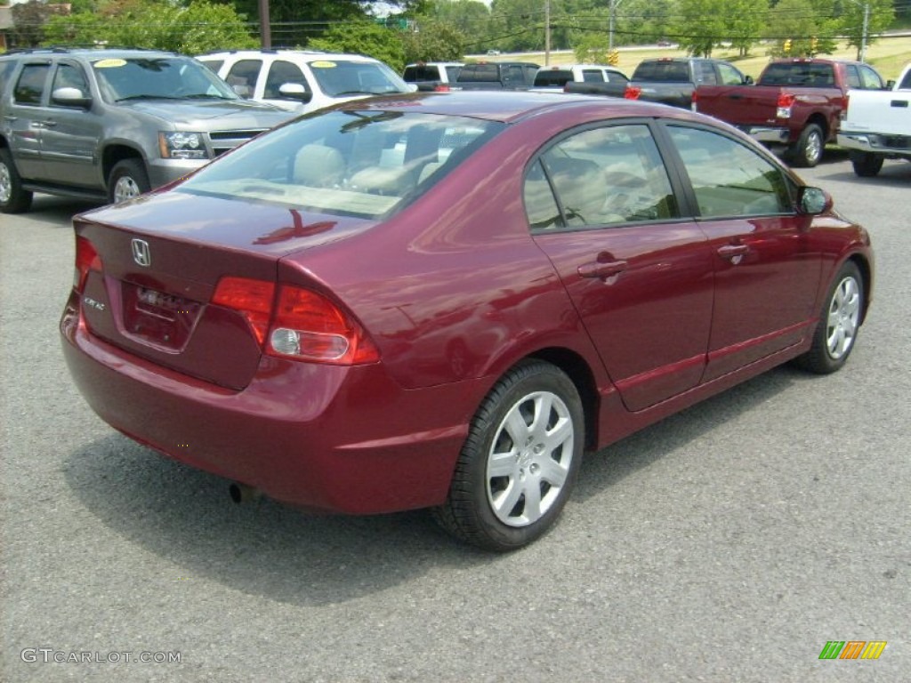 2007 Civic LX Sedan - Tango Red Pearl / Ivory photo #7