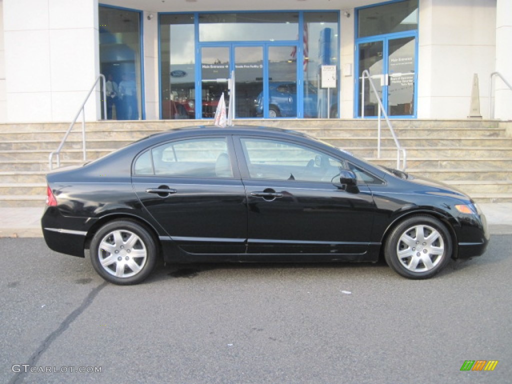 2008 Civic LX Sedan - Nighthawk Black Pearl / Gray photo #2