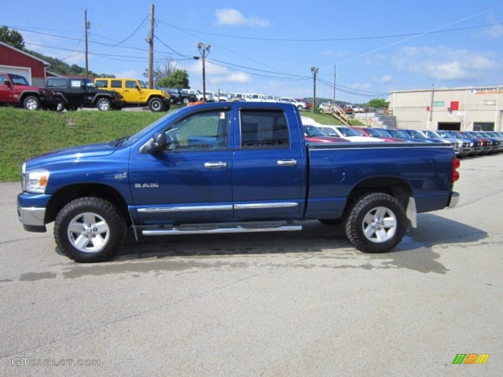 2008 Ram 1500 Big Horn Edition Quad Cab 4x4 - Electric Blue Pearl / Medium Slate Gray photo #2