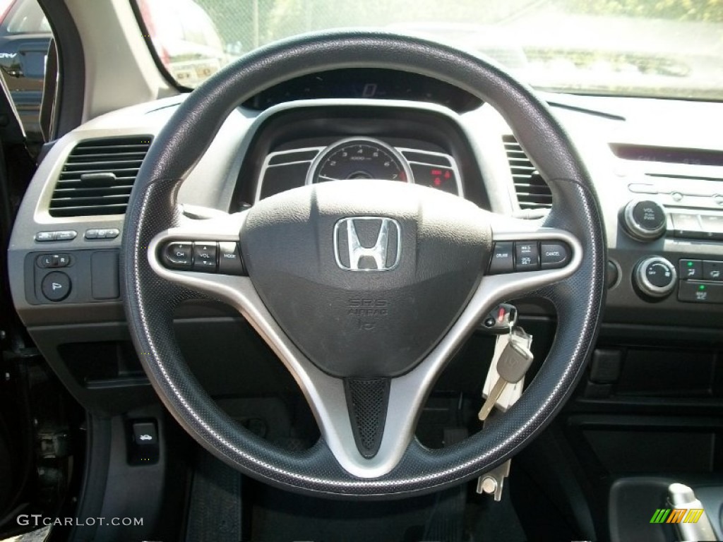 2009 Honda Civic EX Coupe Black Steering Wheel Photo #50705802