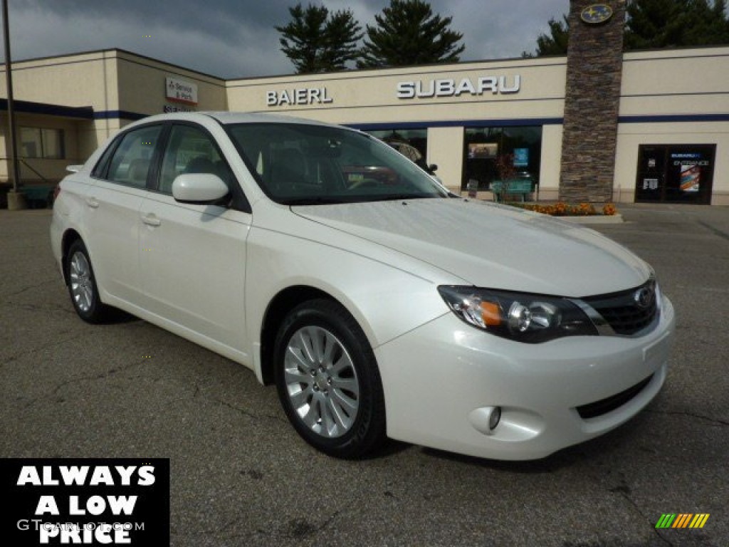 2008 Impreza 2.5i Sedan - Satin White Pearl / Ivory photo #1