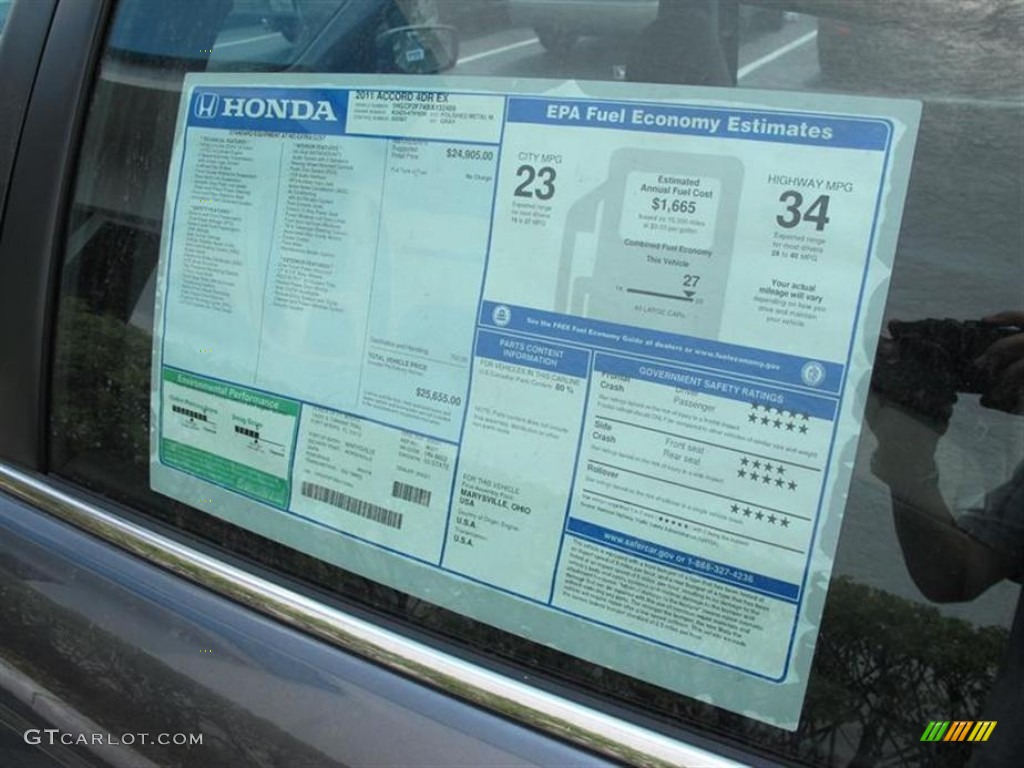 2011 Honda Accord EX Sedan Window Sticker Photo #50713138