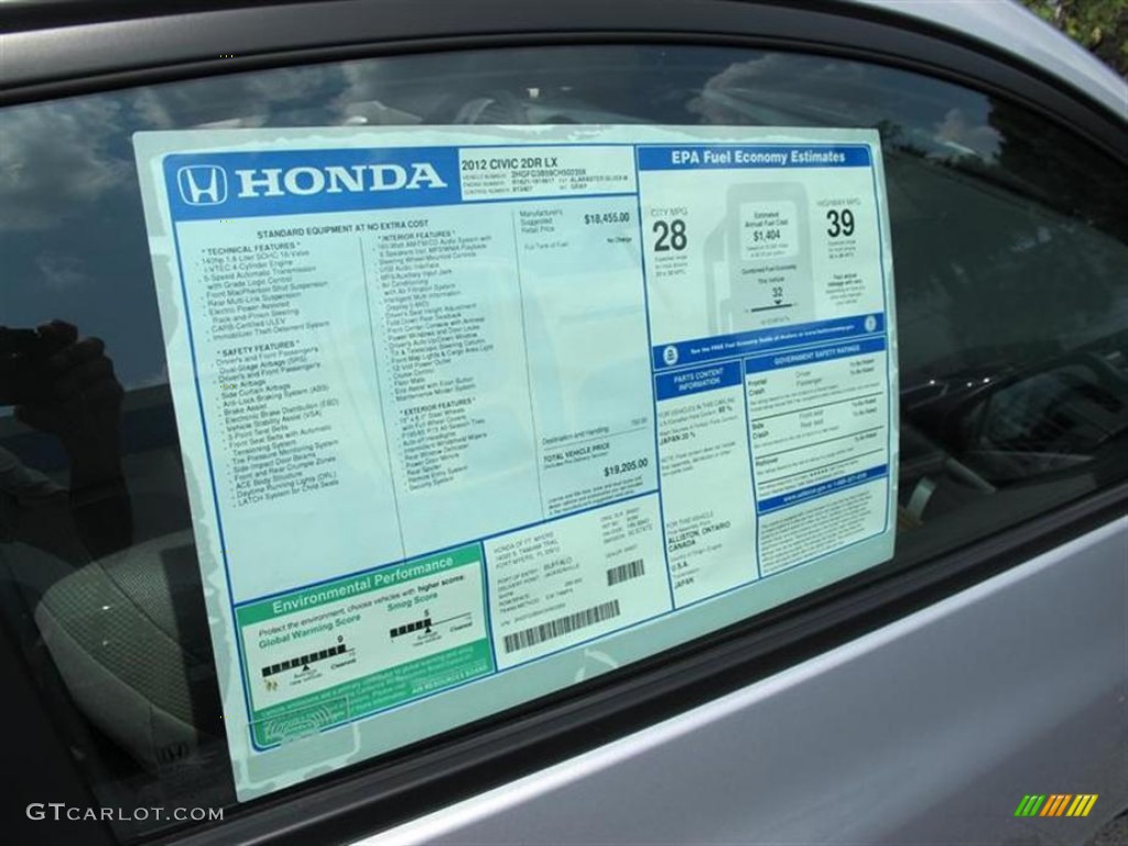 2012 Honda Civic LX Coupe Window Sticker Photo #50713625