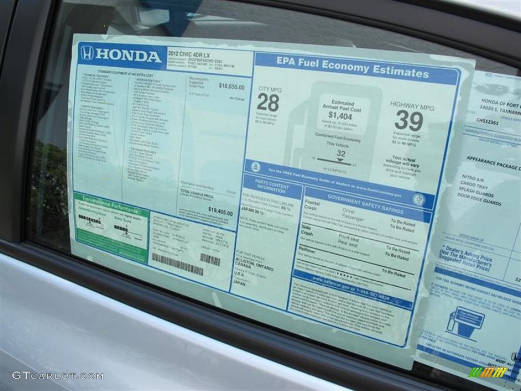 2012 Honda Civic LX Sedan Window Sticker Photo #50714101