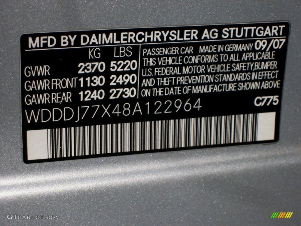 2008 CLS Color Code 775 for Iridium Silver Metallic Photo #50716681