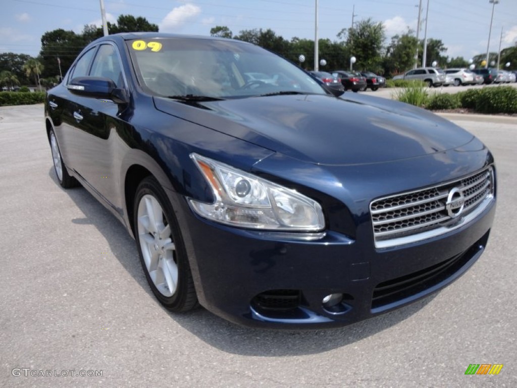 2009 Maxima 3.5 SV Sport - Navy Blue Metallic / Caffe Latte photo #12