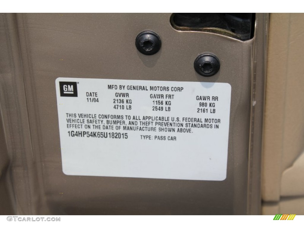 2005 Buick LeSabre Custom Info Tag Photo #50727048