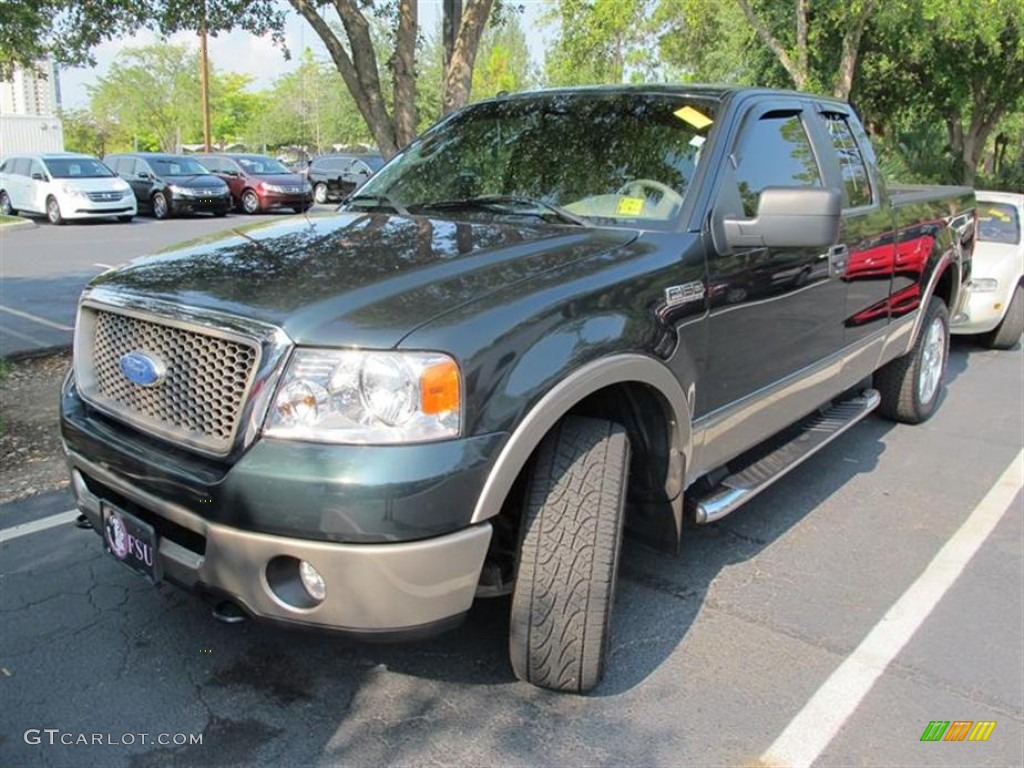 2006 F150 Lariat SuperCab 4x4 - Aspen Green Metallic / Tan photo #4