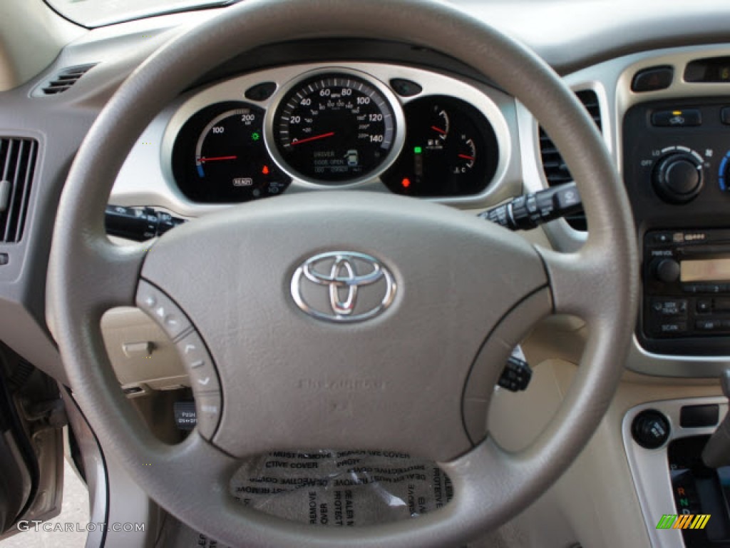 2007 Toyota Highlander Hybrid Ivory Beige Steering Wheel Photo #50728284