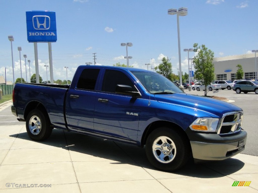 2009 Ram 1500 ST Quad Cab - Deep Water Blue Pearl / Dark Slate/Medium Graystone photo #3