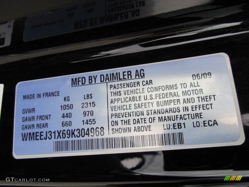 2009 Smart fortwo passion coupe Info Tag Photo #50736630