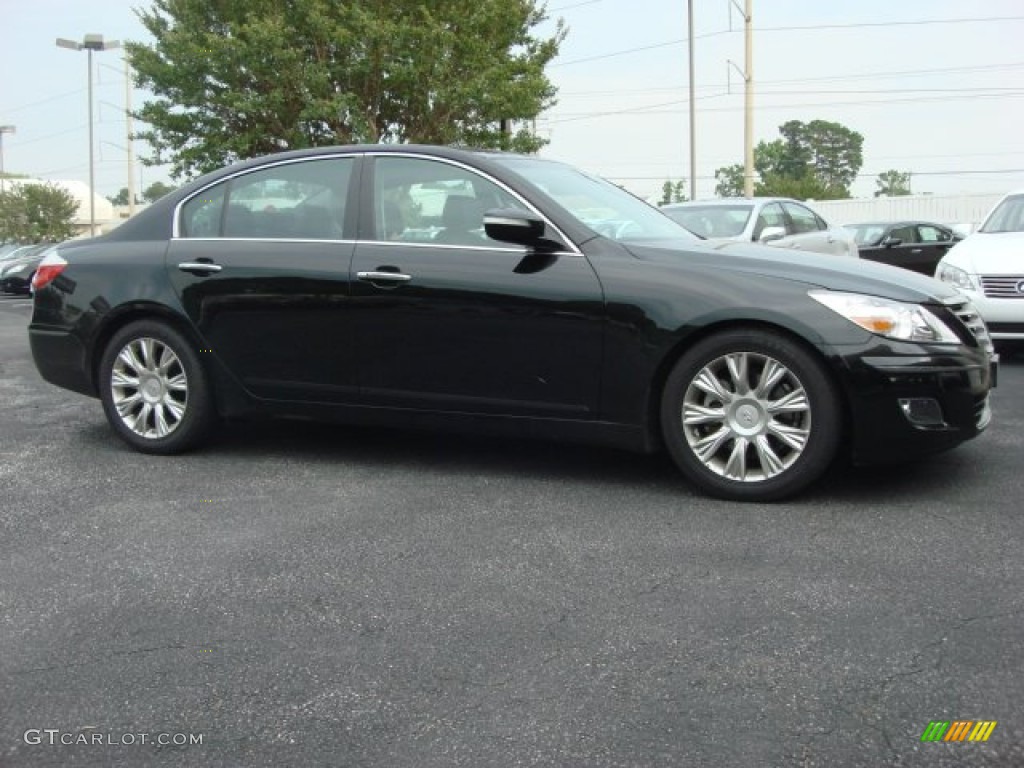 Black Noir Pearl 2009 Hyundai Genesis 3.8 Sedan Exterior Photo #50739540