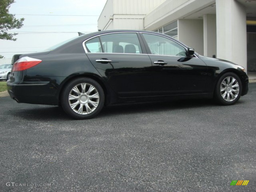 Black Noir Pearl 2009 Hyundai Genesis 3.8 Sedan Exterior Photo #50739555