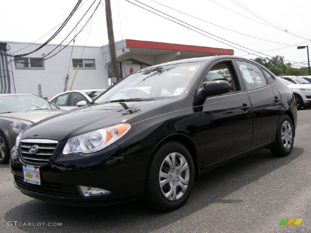 2009 Elantra GLS Sedan - Black Pearl / Beige photo #1