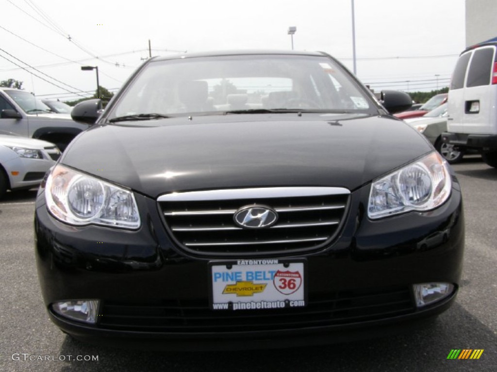 2009 Elantra GLS Sedan - Black Pearl / Beige photo #2
