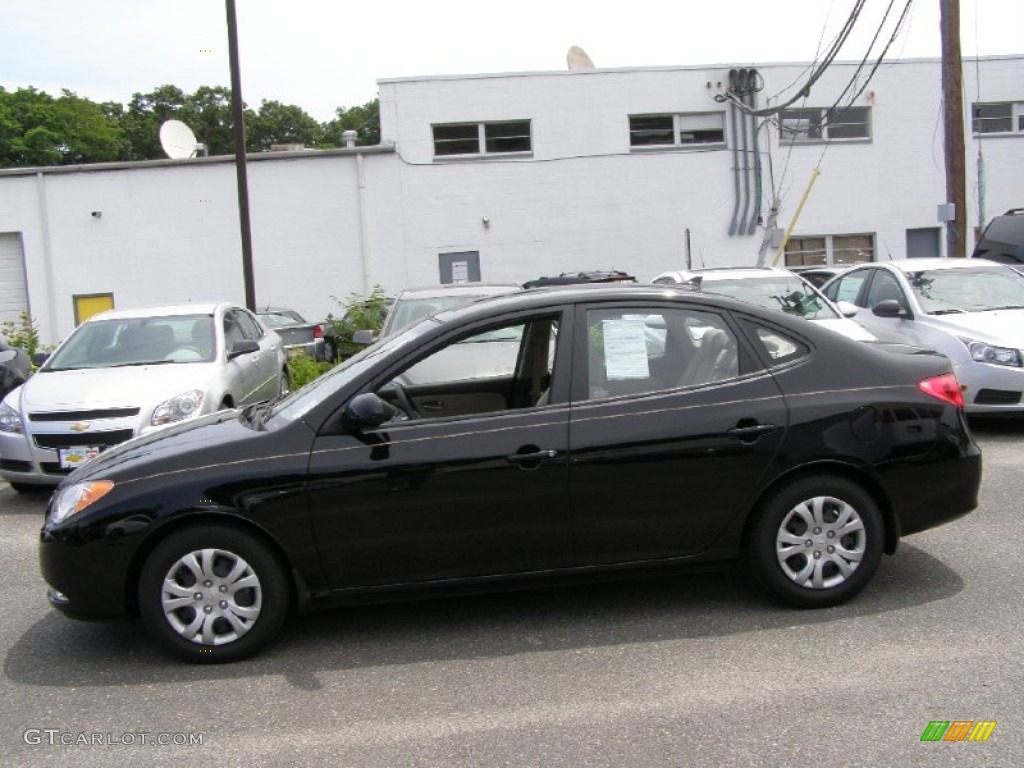 2009 Elantra GLS Sedan - Black Pearl / Beige photo #4