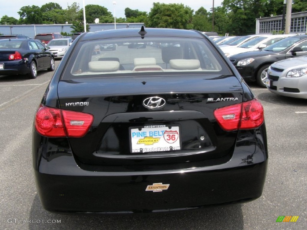 2009 Elantra GLS Sedan - Black Pearl / Beige photo #6