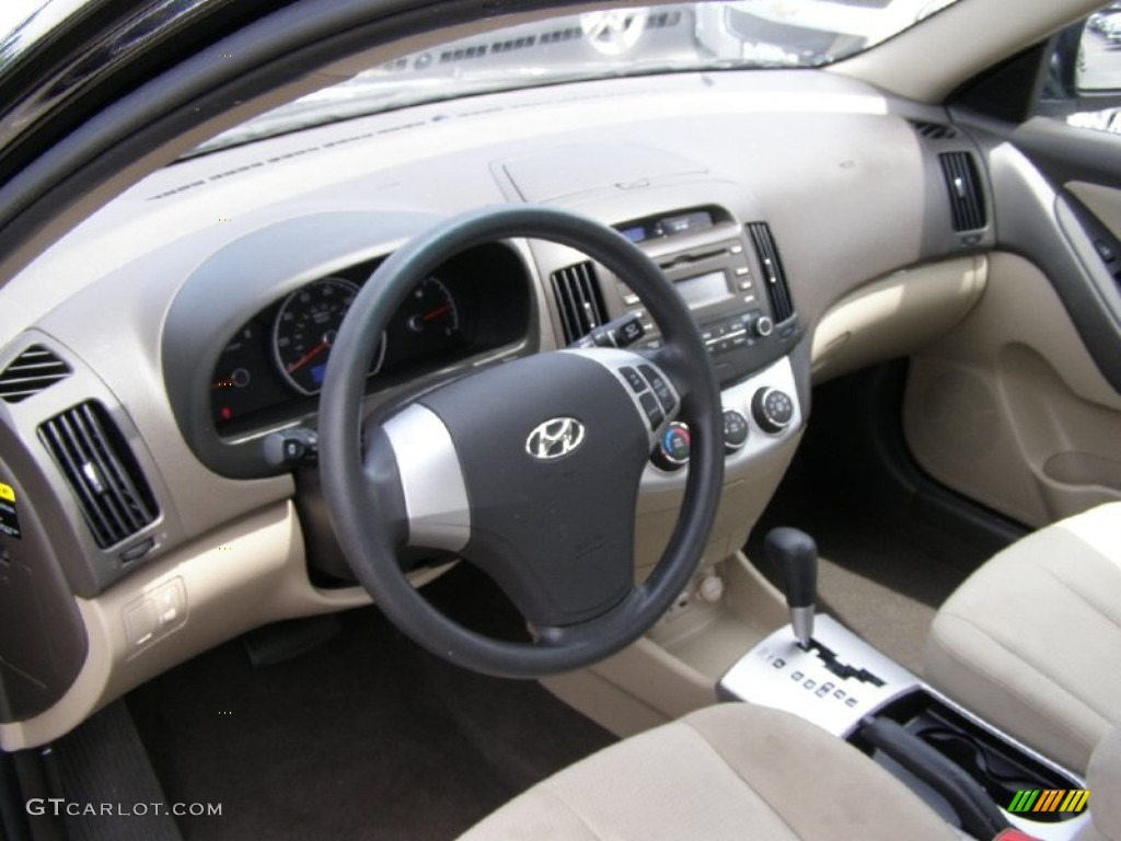 2009 Elantra GLS Sedan - Black Pearl / Beige photo #8