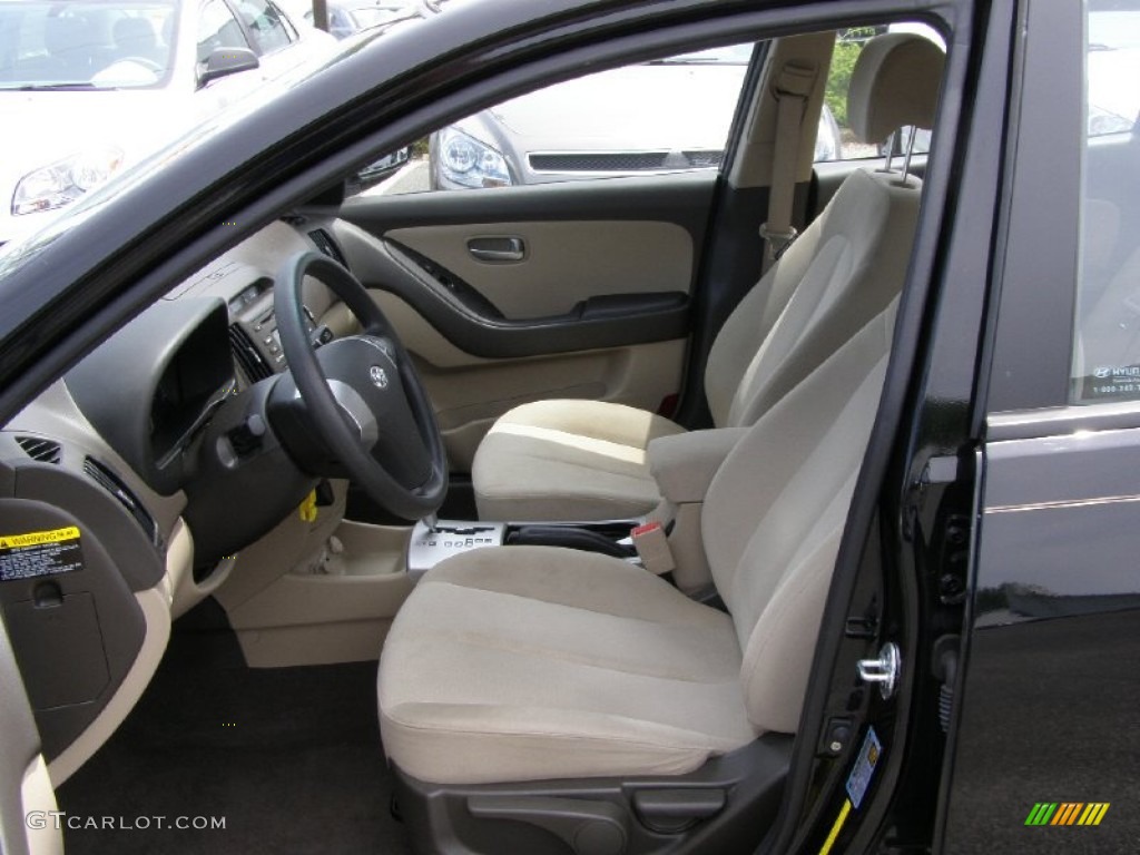 2009 Elantra GLS Sedan - Black Pearl / Beige photo #10