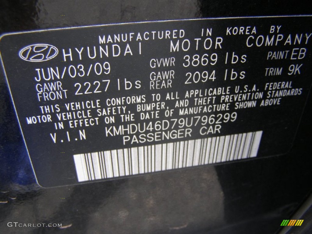 2009 Elantra GLS Sedan - Black Pearl / Beige photo #12