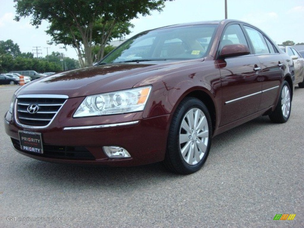 2009 Sonata Limited V6 - Dark Cherry Red / Camel photo #1