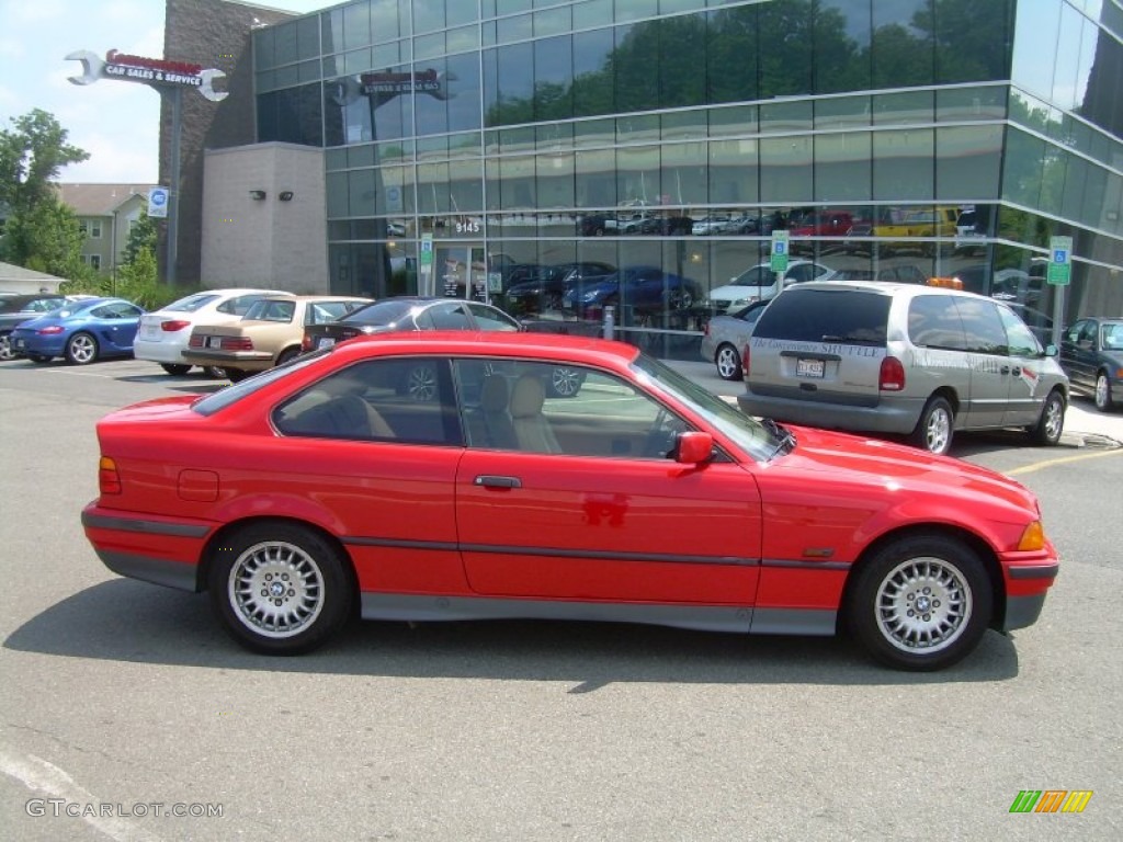 1995 3 Series 325is Coupe - Bright Red / Beige photo #1